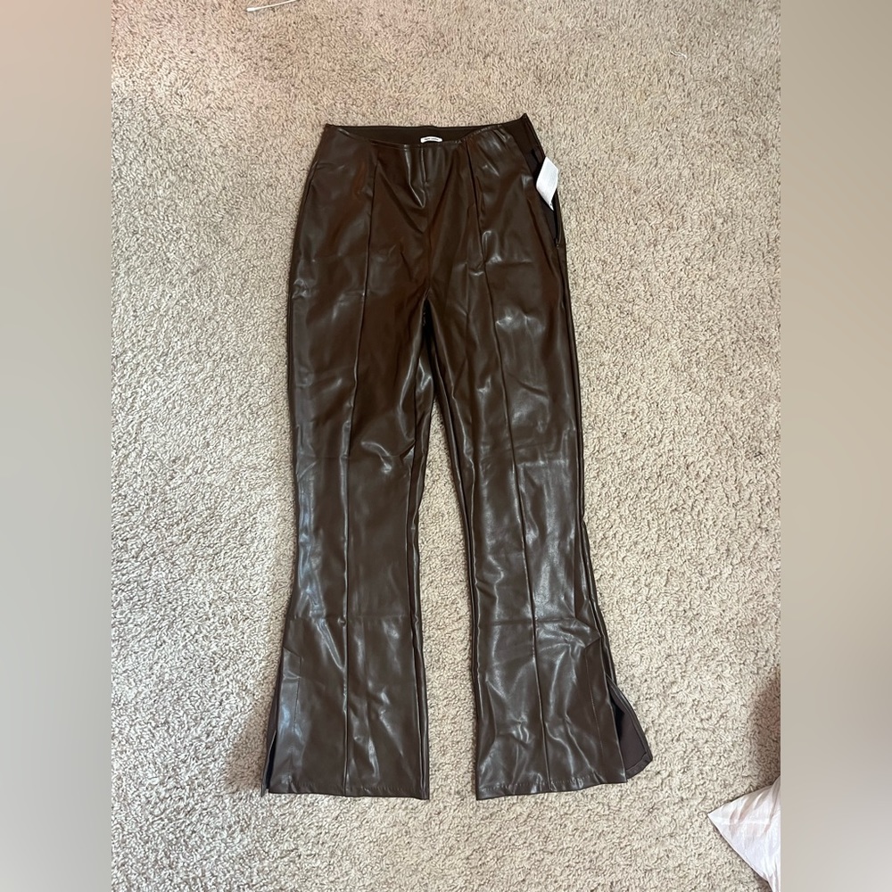 Abercrombie brown leather pants- Medium